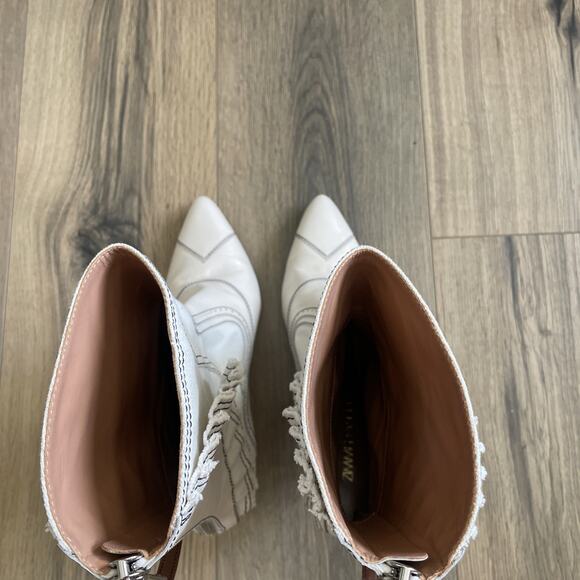 ZIMMERMANN Ivo Ruffle Patchwork Leather Canvas Ankle Boots Size 40 Made in Italy - Picture 9 of 12